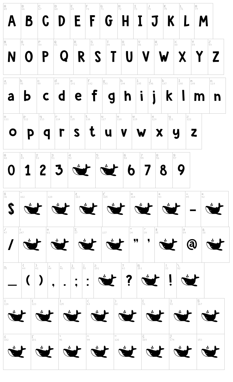 DK Whale Song font map